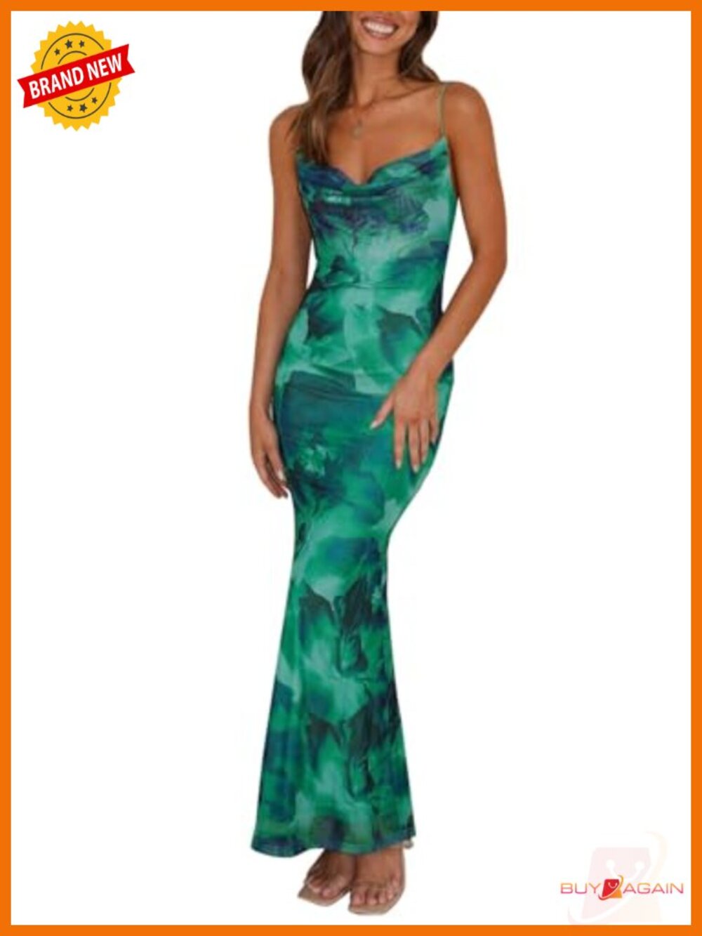 Floral Bodycon Maxi Dress Spaghetti Strap Backless Slip Wedding Guest